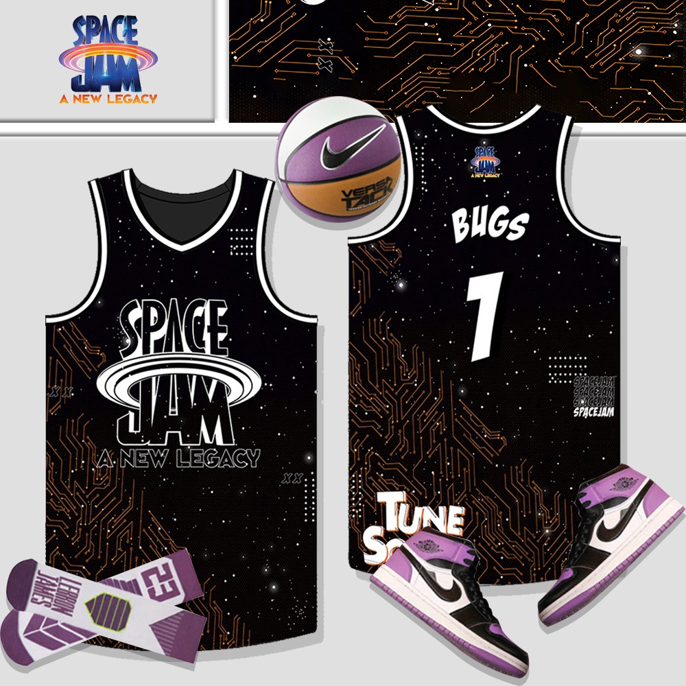 เสื้อกีฬาบาสเก็ตบอล ลายทีม NZ Space Jam King James Bugs Jersey สําหรับ ...