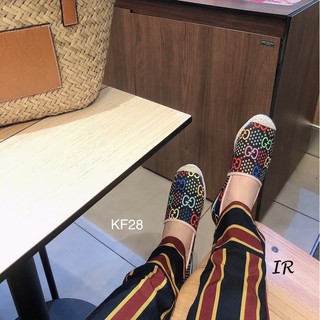 KF28 รองเท้าคัทชูคัลเลอร์ฟูล ผ้าแวนวาสพิมลาย ซับหนัง สวยมาก