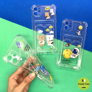 I7+/11 เคสมือถือนิ่มใสมุมกันกระแทกกันกล้อง TPU ด้านหลังมีช่องใส่การ์ด