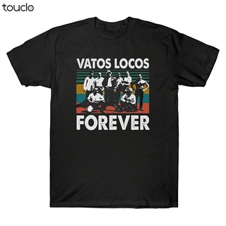 เสื้อยืดโอเวอร์ไซส์เสื้อยืดแขนสั้น พิมพ์ลาย Vatos Locos Forever สไตล์วินเทจย้อนยุค สําหรับผู้ชาย สีดํา สีกรมท่าS-3XL