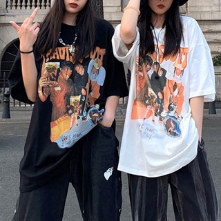 AKIFOON 🌷พร้อมส่ง🌷2277&amp; เสื้อสาวอวบ oversize T-Shirt เสื้อผ้าวินเทจผู้หญิง แฟชั่นสไตร์เกาหลี เสื้อยืดสกรีนลาย ทรงหลวม