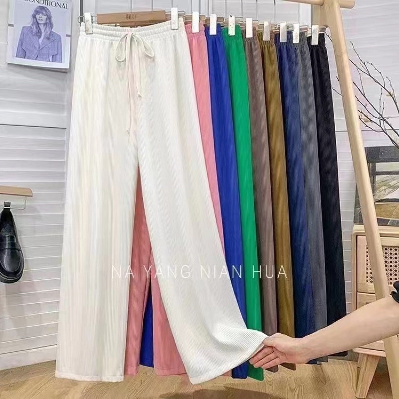กางเกงขายาว-กางเกงแฟชั่นกางเกงผู้หญิงทรงเกาหลี-ฟรีไซด์เอวยืดไซด์ใหญ่-ทรงวัยรุ่น