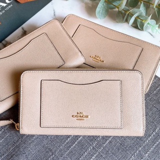 🎀 (สด-ผ่อน) กระเป๋าสตางค์ซิปรอบ สี Taupe F54007 ACCORDION ZIP WALLET crossgrain leather  IM/TAUPE