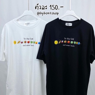 【Hot】พร้อมส่ง เสื้อยืดoversize ผ้าคอตตอน ลาย to the sun ☄️