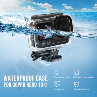 In Stock 60M ใต้น้ำกันน้ำสำหรับ GoPro HERO 10 9 สีดำกล้องดำน้ำป้องกัน Dive สำหรับ GoPro 9 อุปกรณ์เสริม