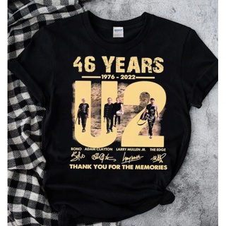 เสื้อยืดผ้าฝ้ายCOTTON เสื้อยืด พิมพ์ลายวงร็อค U2 Rock Band 46 Years 1976 2022S-5XL