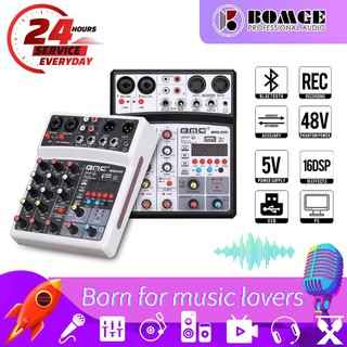 BOMGE 4Channel ช่อง ผสมสัญญาณเสียง รุ่น   Sound Mixing Console with  MP3 USB  Bluetooth, stereo record, 48V phantom power, 5V power supply,16 DSP effects