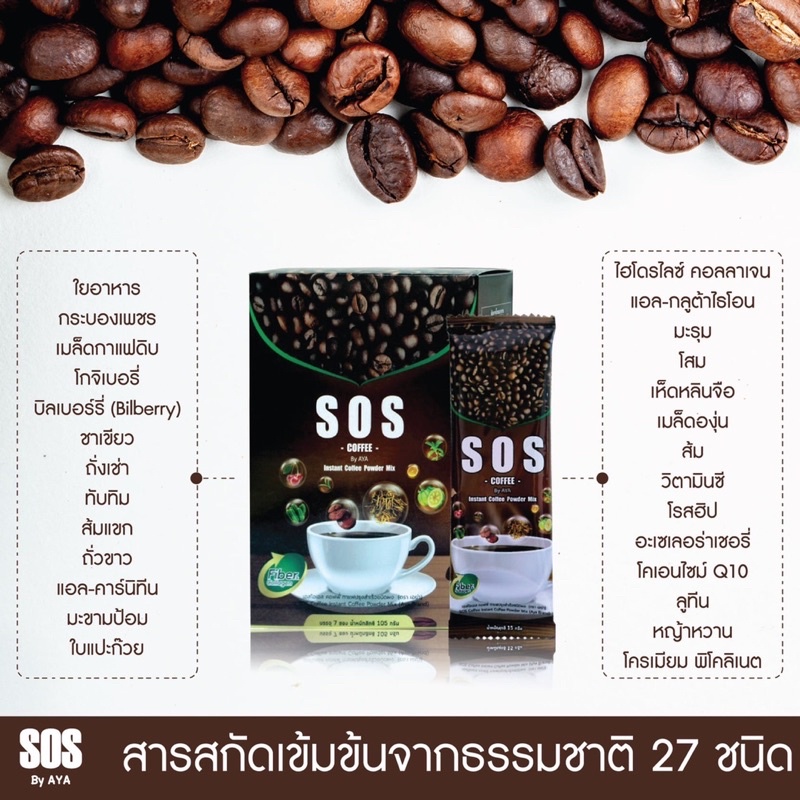 กาเเฟ-sos-กาเเฟที่ดีต่อสุขภาพตราเอย่า-บรรจุ7ซอง