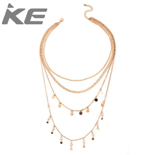 Jewelry Simple temperament small disc tassel necklace female 4-necklace for girls for women lo