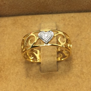 แหวนทองคำแท้เพชรแท้สวยๆฝังหัวใจตรงกลางราคาโรงาน