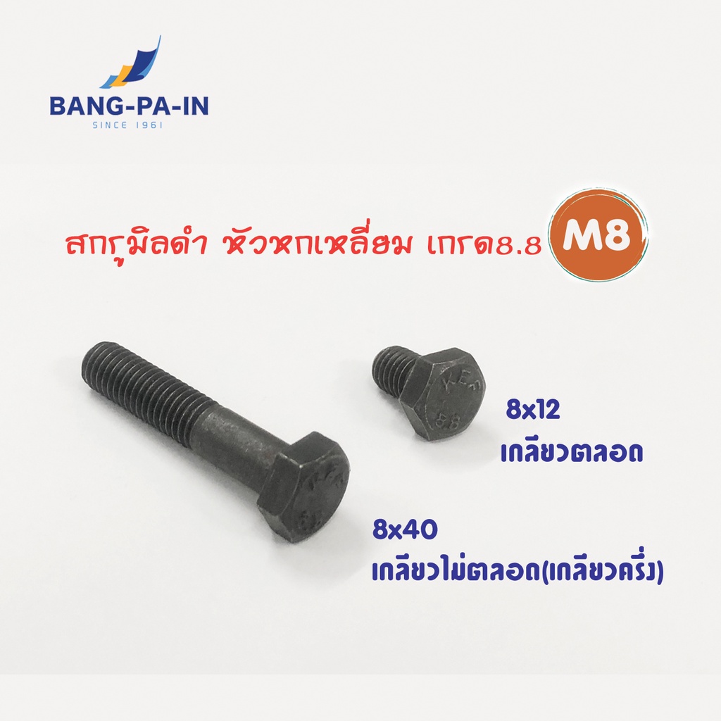 ฺbangpain-สกรูมิลดำ-สกรูหัวหกเหลี่ยม-m8-เกรด-8-8
