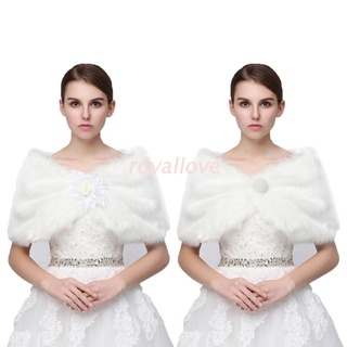ภาพขนาดย่อของสินค้าRoyal ผ้าคลุมไหล่ ประดับขนเฟอร์เทียม สีขาวบริสุทธิ์ หรูหรา สําหรับเจ้าสาว งานแต่งงาน