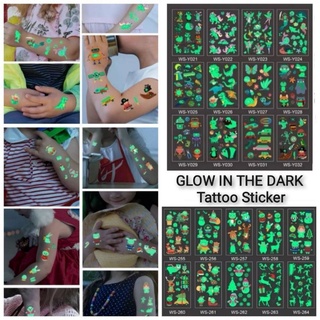 GLOW IN THE DARK Tattoo Sticker ชุดสติ๊กเกอร์แทททูเรืองแสง Christmas Halloween