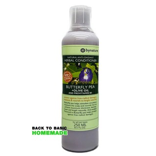 bynature ครีมนวดผมอัญชัน ผสมน้ำมันมะกอก 250 ml. Free oaraben , No sls , sles / Butterfly Pea + Olive Oil Conditioner