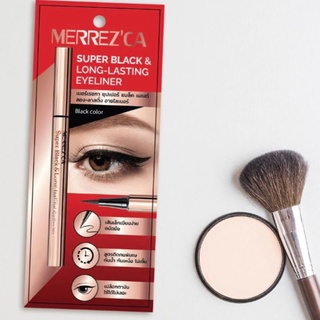 1 แท่ง Merrezca Super Black &amp; Long-Lasting Eyeliner 0.8g  อายไลเนอร์ หัวเมจิกเส้นเรียวเล็ก เมอร์เรซกา เขียนลื่น