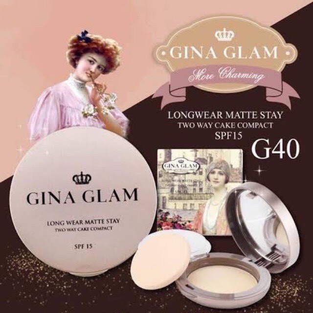 แป้งคุมมันผสมรองพื้น G40 Gina Glam Long Wear Matte Stay Two Way Cake ...