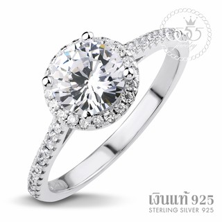 555jewelry แหวนเงินแท้  Silver 925  แหวนเพชรล้อม แหวนเพชรสวิส รุ่น MD-SLR015