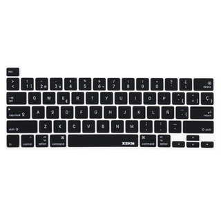 XSKN Spanish Black Silicone Keyboard Cover Skin for A2251 A2289 US Version 2020 New MacBook Pro 13 inch Touch Bar &amp;