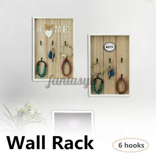 Home Key Vintage 6 Keys Rack Hook Wooden Wall Decoration Organize Holder Gift