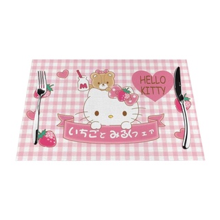 Sanrio แผ่นรองจาน PVC ลาย Hello Kitty ซักทําความสะอาดได้ สําหรับตกแต่งโต๊ะอาหาร บุฟเฟ่ต์ ปาร์ตี้