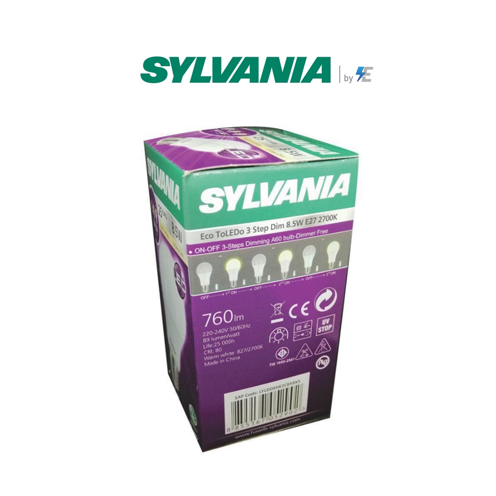 sylvania-toledo-3-step-dim-8-5w-e27-2700k-แสงวอร์มไวท์-หรี่แสงโดยการใช้สวิตซ์เปิด-ปิดทั่วไป-lylddehe2c8x8x5