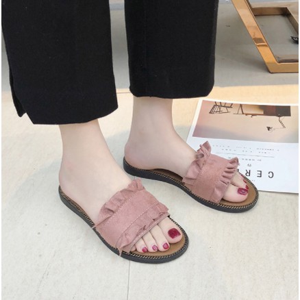ภาพสินค้ารองเท้าเเตะ Dolly ทรงระบาย มี 3 สีให้เลือก สไตล์เกาหลี ใส่ได้ทุกโอกาสมีไซส์ 36-40 จากร้าน pornlimheang บน Shopee ภาพที่ 2