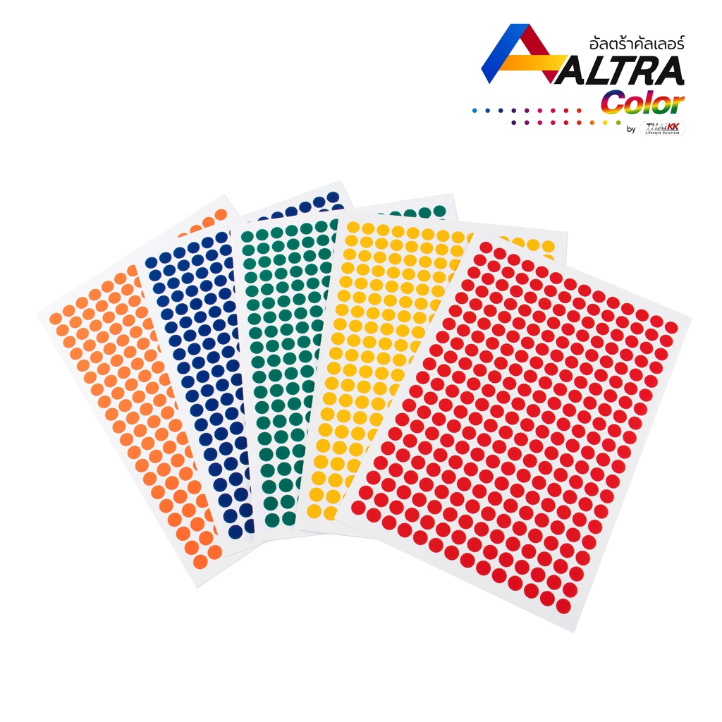 Altra-Color® สติกเกอร์วงกลม (1400ดวง) ขนาด 12 มม.สติกเกอร์จุดสี สติกเก ...