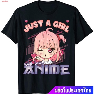เสื้อยืดผู้ชายและผู้หญิง Anime Merch Just A Girl Who Loves Anime Anime Girl Manga T-Shirt Popular T-shirts