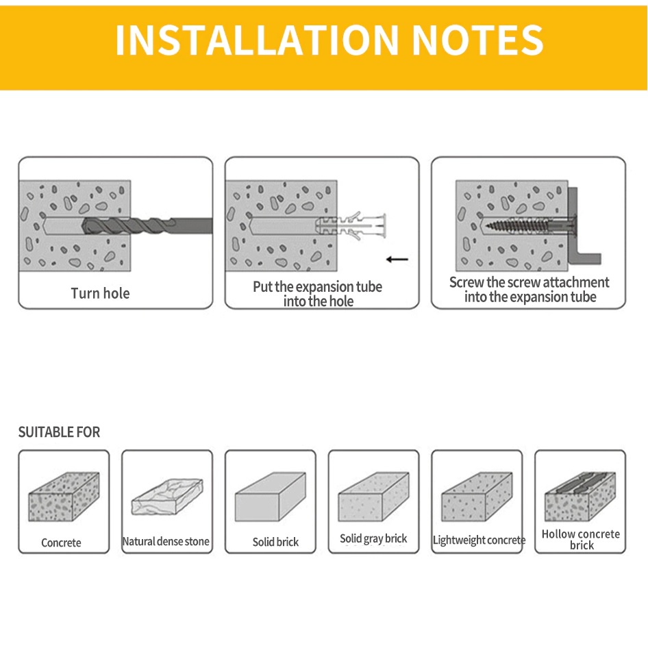 ชุดพุกพลาสติกพร้อมสกรู-high-quality-plastic-expansion-pipe-wall-plugs-plastic-expansion-with-screw-kit-6x30mm-10pcs