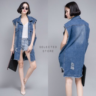 Sleeveless Oversized Denim Jacket