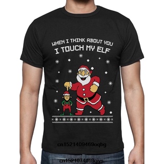 เสื้อยืดผ้าฝ้ายพิมพ์ลายขายดี เสื้อยืด แขนสั้น พิมพ์ลาย I Touch My Elf Ugly Christmas ของขวัญคริสต์มาส สไตล์คลาสสิก สําหร