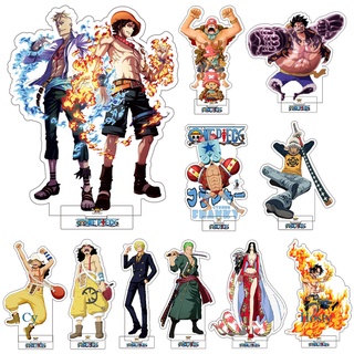 โมเดลฟิกเกอร์อะคริลิค รูปอนิเมะวันพีช Luffy Zoro Nami Usopp Sanji Chopper Ace แบบสองด้าน ของเล่นสําหรับเด็ก