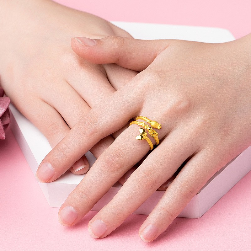 เวียดนามทรายทองสีทองแหวนวงกลมคู่ผีเสื้อรักดอกไม้ที่อาศัยอยู่แหวนแหวนกุหลาบพันธสัญญาแหวนของขวัญเด็ก