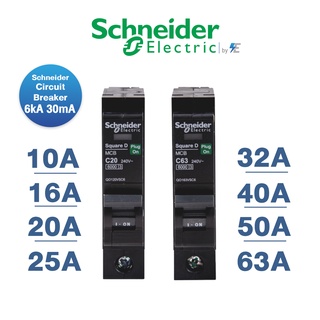 Schneider ลูกย่อย เบรกเกอร์ 1P 10A , 16A , 20A , 25A , 32A , 40A , 50A , 63A 6kA Circuit Breaker สแควร์ดี ชไนเดอร์