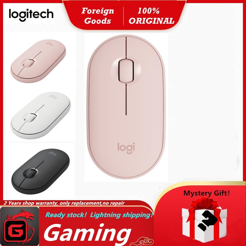 logitech-pebble-เมาส์บลูทูธไร้สาย-ปิดเสียง-อุปกรณ์เชื่อมต่อ-แบบสองด้าน