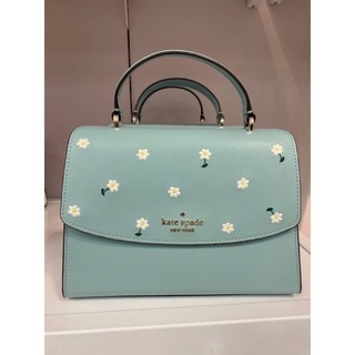 Kate spade Embroidered Lea Top Handle Satchel Daisy Floral Aphrodite Green  | Shopee Thailand