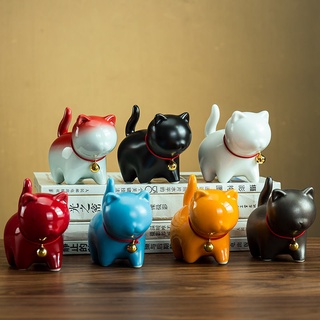 ஐ✲Creative lucky cat bell เครื่องประดับเซรามิคการ์ตูนน่ารักแมวน่ารักภูมิทัศน์เดสก์ท็อปชาสัตว์เลี้ยงของขวัญวันเกิด