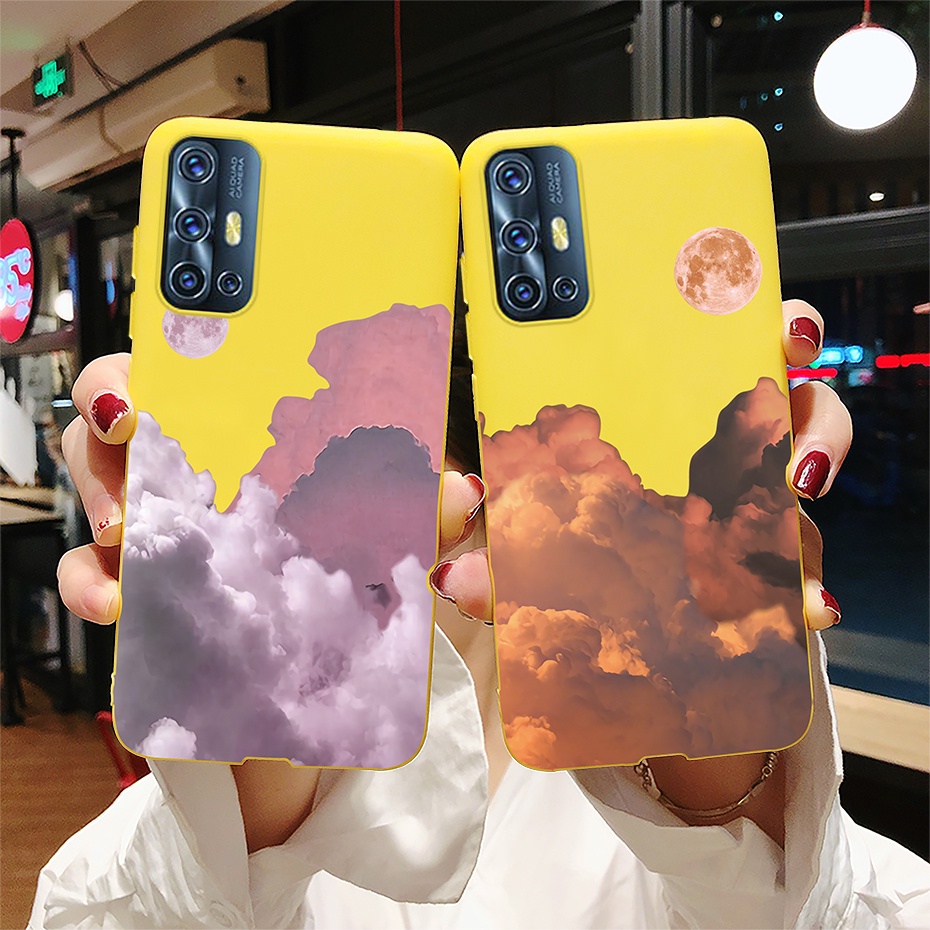 เคสโทรศัพท์ซิลิโคน-tpu-แบบนิ่ม-ลายก้อนเมฆ-ดวงจันทร์-กันกระแทก-สีแคนดี้-สําหรับ-vivo-v19-neo-v-17-v-19-v17-pro