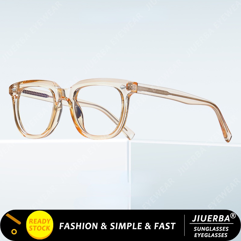 ภาพหน้าปกสินค้า(JIUERBA) ใหม่ แว่นตากันแดด เลนส์แชมเปญ ทรงสี่เหลี่ยม ป้องกันแสงสีฟ้า แบบเปลี่ยน