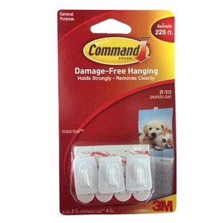 3M COMMAND แผ่นเทปกาวคอมมานด์พร้อมตะขอแขวน 3M 17066