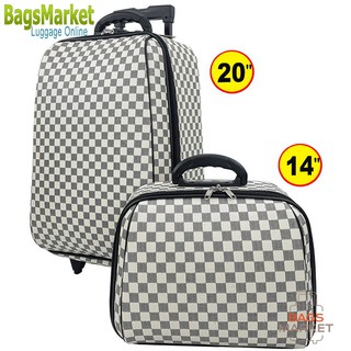 9889shop Luggage Wheal กระเป๋าเดินทางล้อลาก ระบบรหัสล๊อค เซ็ทคู่ ขนาด 20 นิ้ว/14 นิ้ว Louise Brown Classic Code F7719-