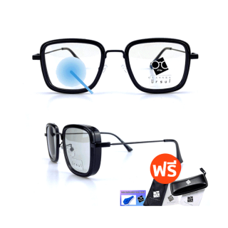 โปรโมชั่น Flash Sale : 🧡15DD66  แว่น แว่นกรองแสง  แว่นตา เลนส์ออโต้ + กรองแสงสีฟ้า แว่นตาแฟชั่น แว่นกรองแสงออโต้ แว่นวินเทจ BA5232
