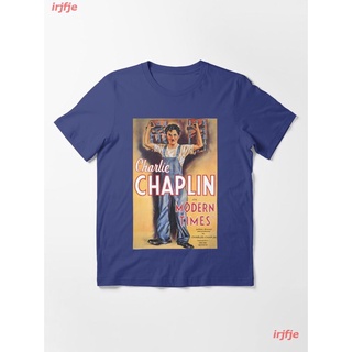 TSHIRTฝ้าย2022 Charlie Chaplin Modern Times Essential T-Shirt เสื้อยืด ดพิมพ์ลาย เสื้อยืดผ้าฝ้าย คอกลม cotton ความนิยม s