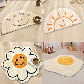 【พร้อมส่ง】พรมดอกเดซี่ ขนนุ่ม มีแผ่นกันลื่น พรมกันลื่น พรมเช็ดเท้าไข่ดาว พรมเช็ดเท้าหน้ายิ้ม พรมนิ่ม พรมเช็ดเท้า 2ไซส์ค่ะ