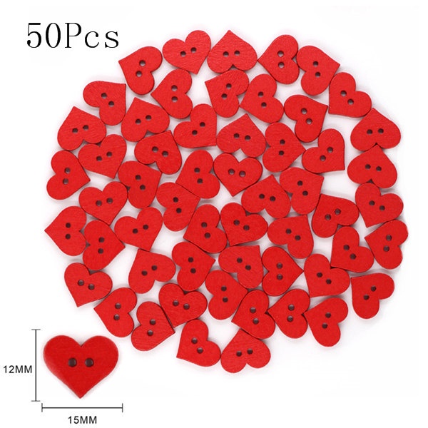 กระดุมไม้-รูปหัวใจ-สีแดง-2-รู-ขนาด-15x12-มม-สําหรับตกแต่งเสื้อผ้า-งานฝีมือ-diy-100-ชิ้น
