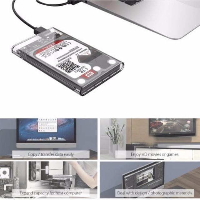 ภาพสินค้า2.5-Inch SATA 3.0 To USB 3.0 Hard Drive Disk Box HDD External Enclosure SATAHDD And SSD -Trans กล่อง แบบใสพร้อมสายusb3.0 จากร้าน thongyut บน Shopee ภาพที่ 5