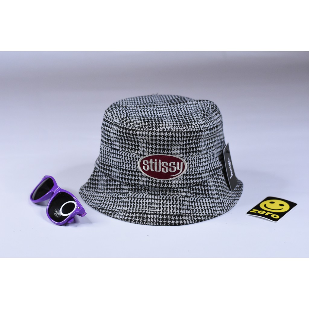 Stussy lola plaid knit bucket hat sale