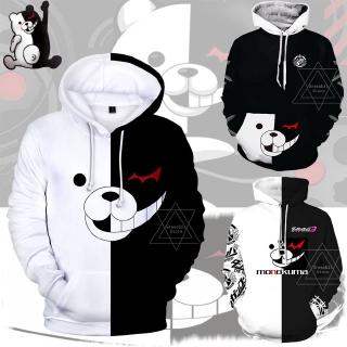 เสื้อสเวตเตอร์ส ําหรับผู้ชายแขนยาวมีฮู้ดพิมพ์ลาย Monokuma Bear 3d