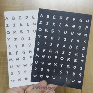 ภาพขนาดย่อสินค้าพร้อมส่ง  ABC 123 สติ๊กเกอร์ตัวอักษร พยัญชนะ A-Z พร้อมตัวเลข สติ๊กเกอร์ไดคัท วงกลม น่ารัก สีขาว ดำ alphabet ABC sticker