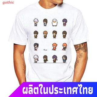 gothic เสื้อยืดยอดนิยม Vintage Pixel Gintama Set T-Shirts Men Crew Neck Cotton T Shirt Short Sleeve Tees Summer Clothing